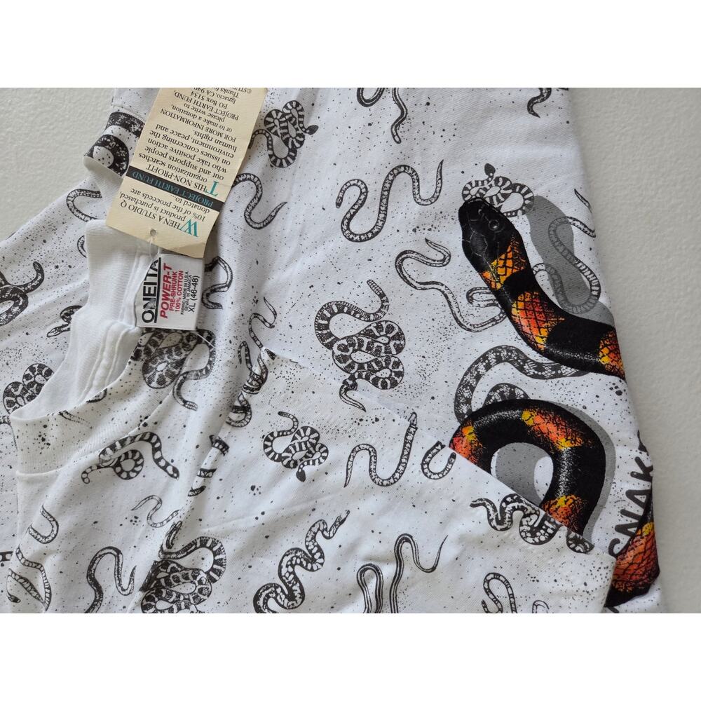 Vintage 90s Studio Q Coral Snake AOP Tee XL Oneita Single Stitch NWT Rare Shirt